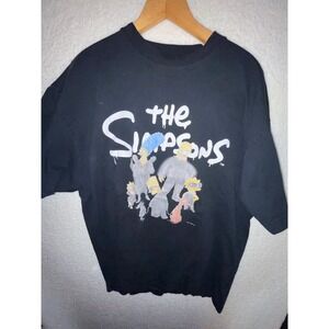 The Simpsons Punk Family Graphic T-Shirt Black Short Sleeve Crewneck Tee